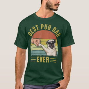 Mens Vintage Best Pug Dad Ever Fist Bump Funny Pug T-Shirt