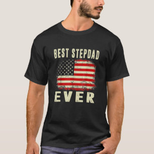 Mens Vintage Best Stepdad Ever American Flag Fathe T-Shirt