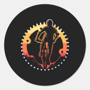 Mens Vintage Bicycle Gear Mtb Mountain Biking Gift Classic Round Sticker