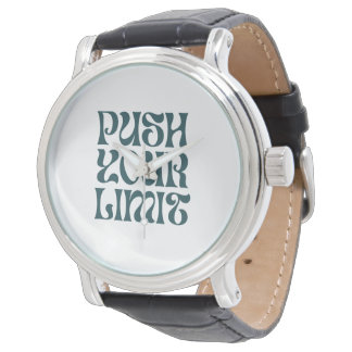 Men's Vintage Black Leather Strap Watch