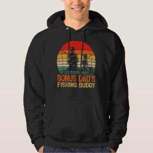 Mens Vintage Boys Bonus Dad Fishing Buddy Fishing  Hoodie