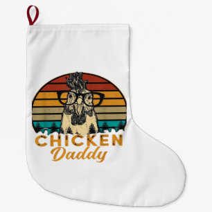 Mens Vintage Chicken Daddy Chicken Dad Father Farm Large Christmas Stocking