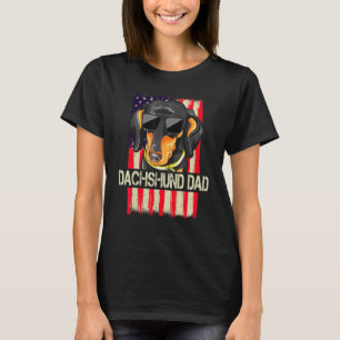 Mens Vintage Dachshund Dad American Flag 4th Of Ju T-Shirt