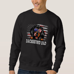 Mens Vintage Dachshund Dad American Flag Father's Sweatshirt