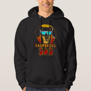 Mens Vintage Dachshund Dad Retro Sunglasses Doxie Hoodie