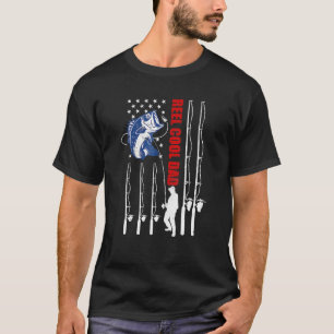 Mens Vintage Fishing Dad Usa Flag Reel Cool Dad Fa T-Shirt