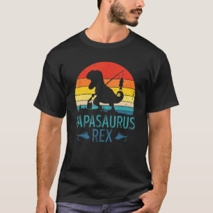 Mens Vintage Fishing Papasaurus Dinosaur Daddy Rex T-Shirt
