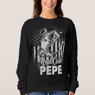 Mens Vintage Flag America Reel Cool Pepe  Fathers  Sweatshirt