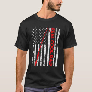 Mens Vintage Flag American Reel Cool Dad Fathers D T-Shirt
