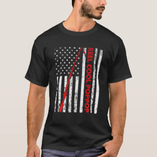 Mens Vintage Flag American Reel Cool Poppa Fathers T-Shirt