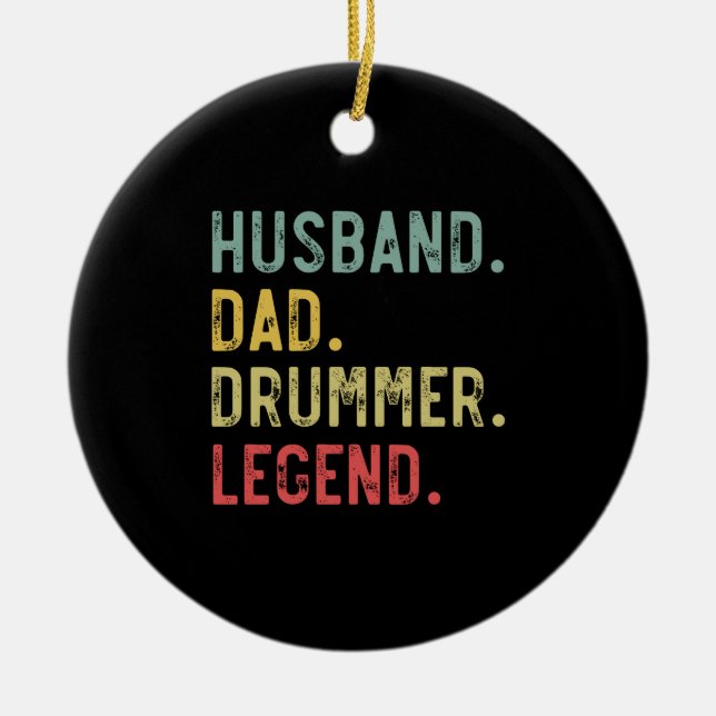 Mens Vintage Gift Shirt Husband Dad Drummer Legend Ceramic Ornament (Front)