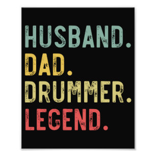 Mens Vintage Gift Shirt Husband Dad Drummer Legend Photo Print