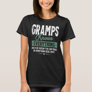 Mens Vintage Gramps Knows Everything 60th For Fat T-Shirt