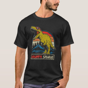 Mens Vintage Grumpa Saurus Rex Dinosaur Happy Fath T-Shirt