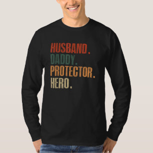Mens Vintage Husband Daddy Protector Dad Hero  Fat T-Shirt
