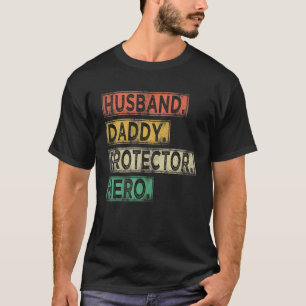Mens Vintage Husband Daddy Protector Dad Hero Fath T-Shirt