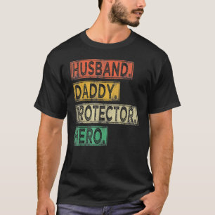 Mens Vintage Husband Daddy Protector Dad Hero Fath T-Shirt