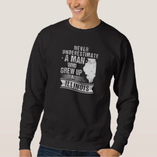 Mens Vintage Illinois Map A Man Who Grew Up In Ill Sweatshirt