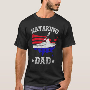 Mens Vintage Kayaking Dad American Flag Kayak Boat T-Shirt