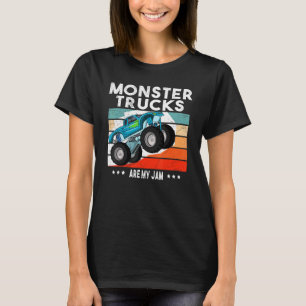 Mens Vintage Monster Truck Are My Jam Retro Sunset T-Shirt