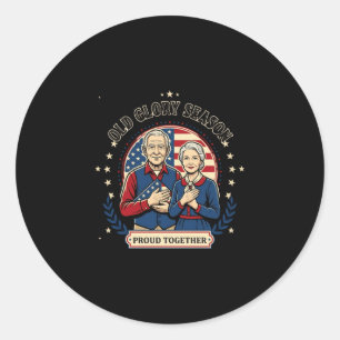 Mens vintage patriotic proud together design classic round sticker