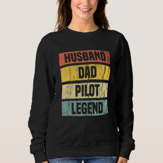 Mens Vintage Pilot Dad Husband Aviation Aeroplane  Sweatshirt