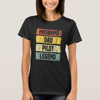 Mens Vintage Pilot Dad Husband Aviation Aeroplane  T-Shirt