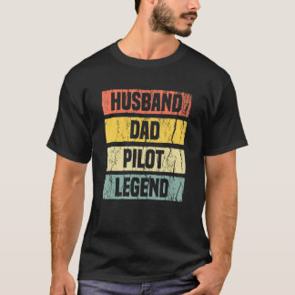 Mens Vintage Pilot Dad Husband Aviation Aeroplane  T-Shirt