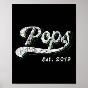 Mens Vintage Pops New Grandpa Est 2019 Distressed Poster