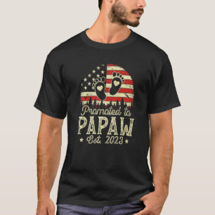 Mens Vintage Promoted To Papaw Est 2023 Usa Americ T-Shirt