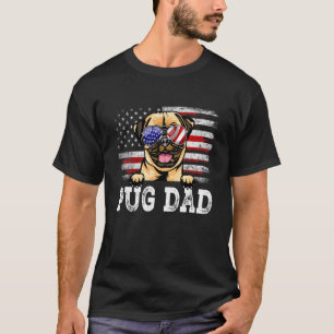 Mens Vintage Pug Dad American Flag Father's Day T-Shirt