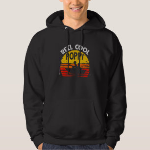 Mens Vintage Reel Cool Poppy Fish Fishing Fathers Hoodie