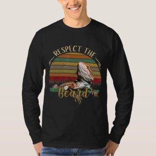 Mens Vintage Respect The Beard Bearded Dragon Liza T-Shirt