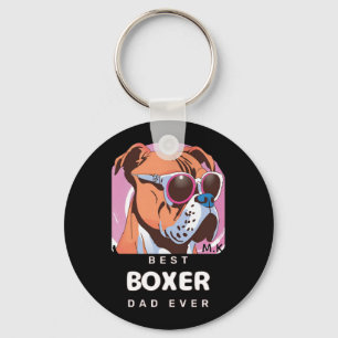 Mens Vintage Retro Boxer Dog Lover Dad Key Ring