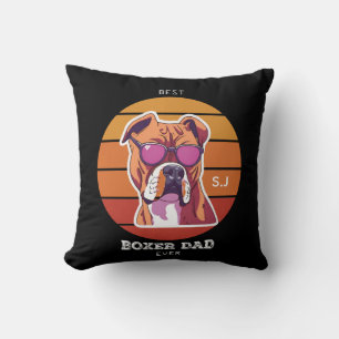 Mens Vintage Retro Boxer Dog Lover Pet Dad Cushion