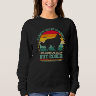 Mens Vintage Retro Dog Border Collie Grandpa Fath Sweatshirt