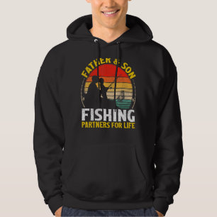 Mens Vintage Retro Father And Son Fishing Partners Hoodie