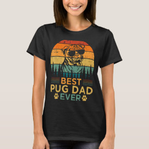 Mens  Vintage Retro Style Best Pug Dad Ever Father T-Shirt