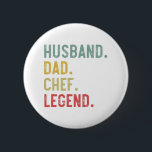 Mens Vintage Shirt Husband Dad Chef Legend Retro 6 Cm Round Badge<br><div class="desc">Mens Vintage Shirt Husband Dad Chef Legend Retro 
chef, dad, cooking, baker, pastry, father, funny, fathers day, gift, cook, food, kitchen, cute, foodie, meme, baking, restaurant, bbq, culinary, humour, gifts</div>