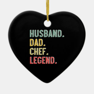 Mens Vintage Shirt Husband Dad Chef Legend Retro Ceramic Ornament