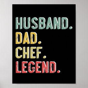 Mens Vintage Shirt Husband Dad Chef Legend Retro Poster
