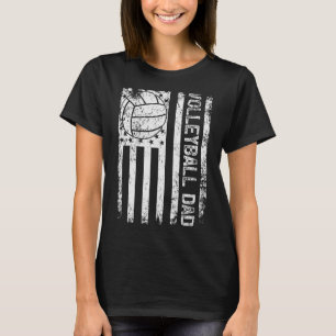 Mens Vintage Style American Flag Volleyball Dad Fa T-Shirt