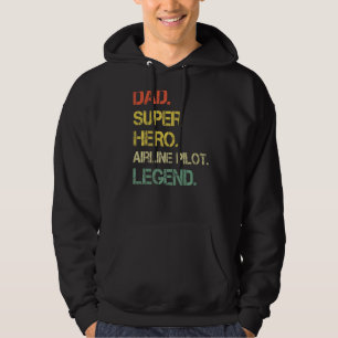 Mens Vintage Style Dad Hero Airline Pilot Legend F Hoodie