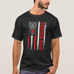 Mens Vintage Tennis Dad American Flag Sport Father T-Shirt