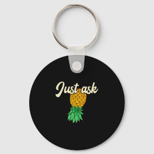 Mens vintage upside down pineapple ask subtle key ring