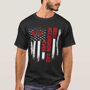 Mens Vintage Usa American Flag Best Accordion Dad  T-Shirt
