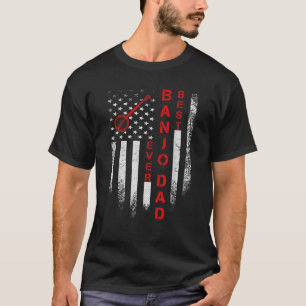 Mens Vintage USA American Flag Best Banjo Dad Ever T-Shirt