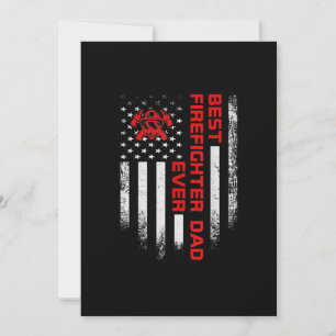 Mens Vintage USA American Flag Best Firefighter Holiday Card