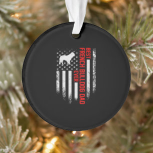 Mens Vintage USA American Flag Best French Bulldog Ornament