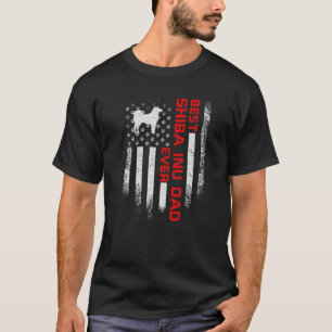 Mens Vintage USA American Flag Best Shiba Inu Dog  T-Shirt